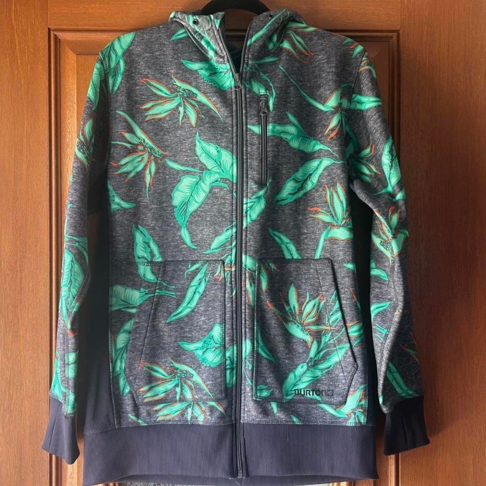 Burton green/black snow boarding zip up hoodie‎ EUC XL boys